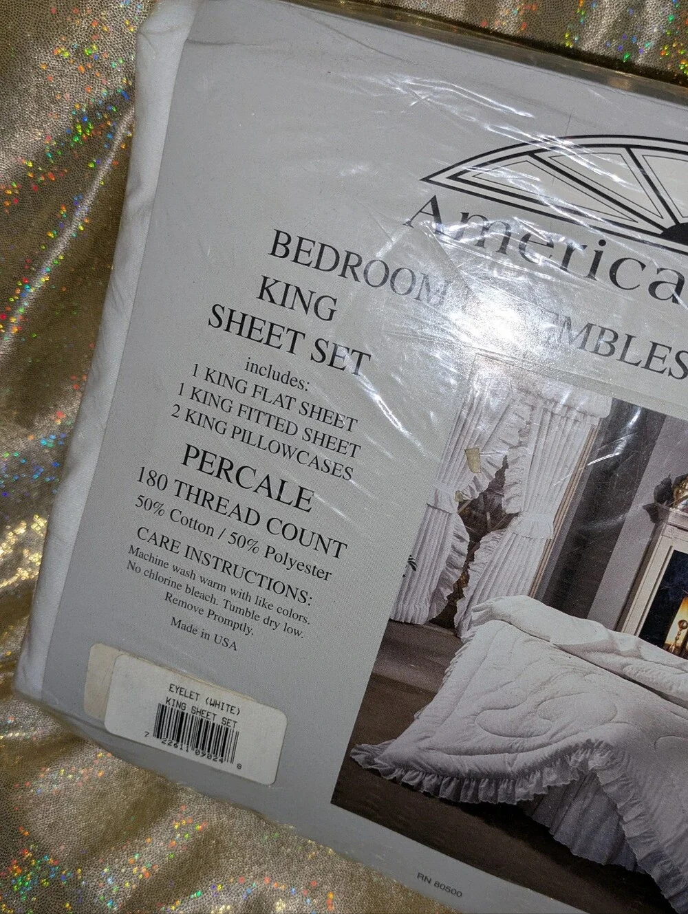 White King Sheet Set - Percale 180 Thread Count NEW in Sealed Pkg